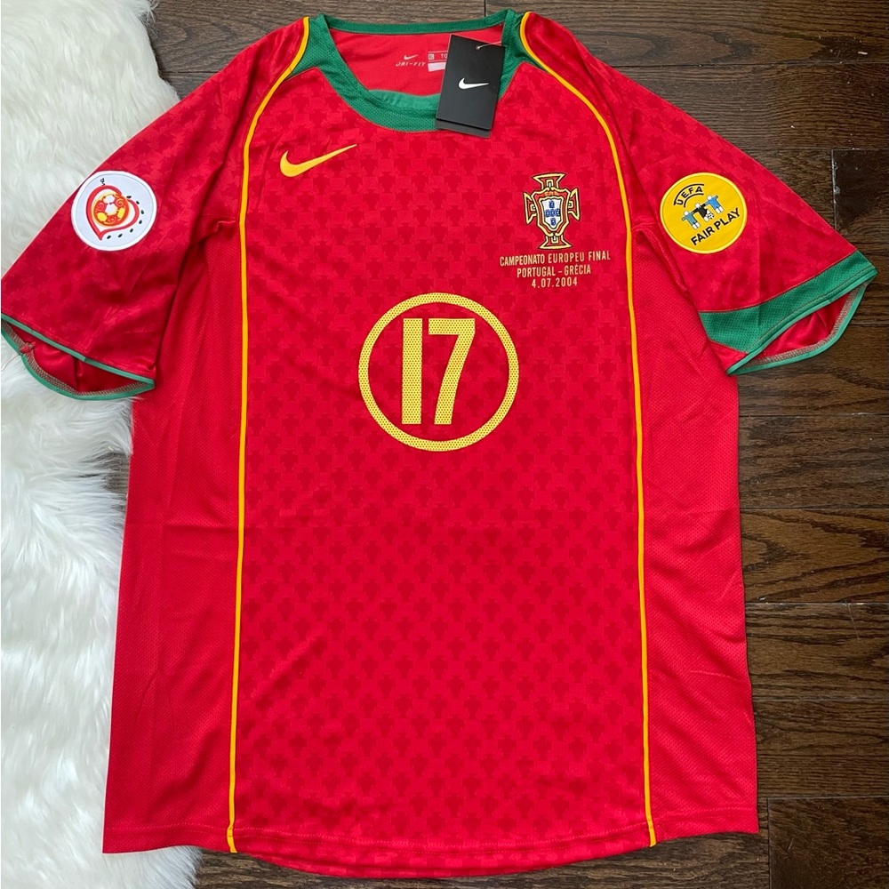 Portugal 2004 Retro Ronaldo Euro Cup Final Soccer Home Jersey - Size XL Men